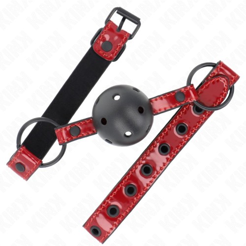 Kink Adjustable Ball Gag 4.5 cm Faux Leather Red | BDSM Gag