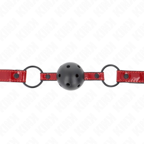 Kink Adjustable Ball Gag 4.5 cm Faux Leather Red | BDSM Gag