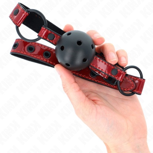 Kink Adjustable Ball Gag 4.5 cm Faux Leather Red | BDSM Gag