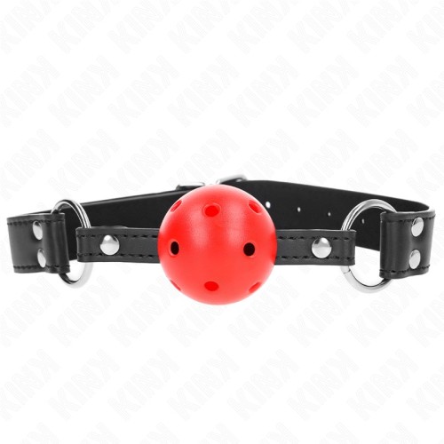 Kink Ball Gag 4 cm Breathable Leather with Double Rivet