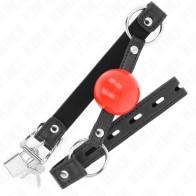 Kink 4 cm Ball Gag with Lock Red Ball Black Strap