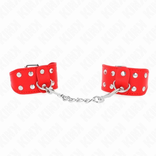 Kink Adjustable Wrist Cuffs with Double Rows of Studs Red