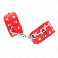 Kink Adjustable Wrist Cuffs with Double Rows of Studs Red