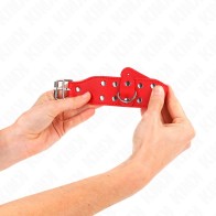 Kink Adjustable Wrist Cuffs with Double Rows of Studs Red