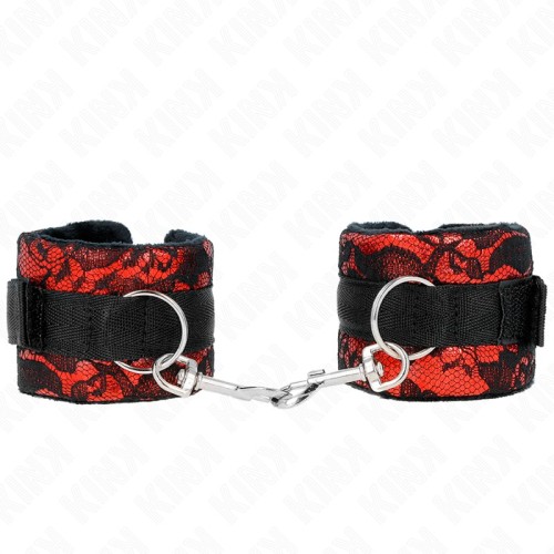 Kink Short Lace & Velvet Wrist Cuffs Red/Black