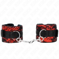 Kink Short Lace & Velvet Wrist Cuffs Red/Black