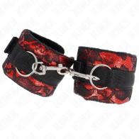 Kink Short Lace & Velvet Wrist Cuffs Red/Black