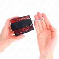 Kink Short Lace & Velvet Wrist Cuffs Red/Black