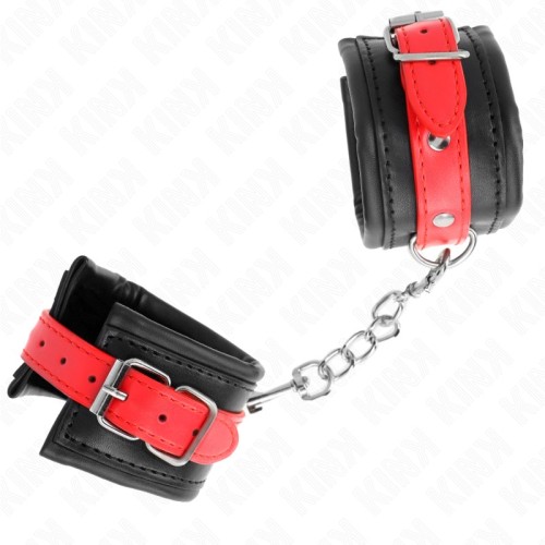 Kink Adjustable Handcuffs with Red Strap for BDSM