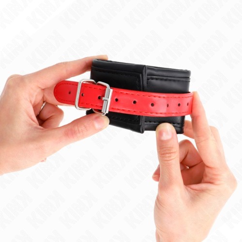 Kink Adjustable Handcuffs with Red Strap for BDSM