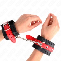 Kink Adjustable Handcuffs with Red Strap for BDSM