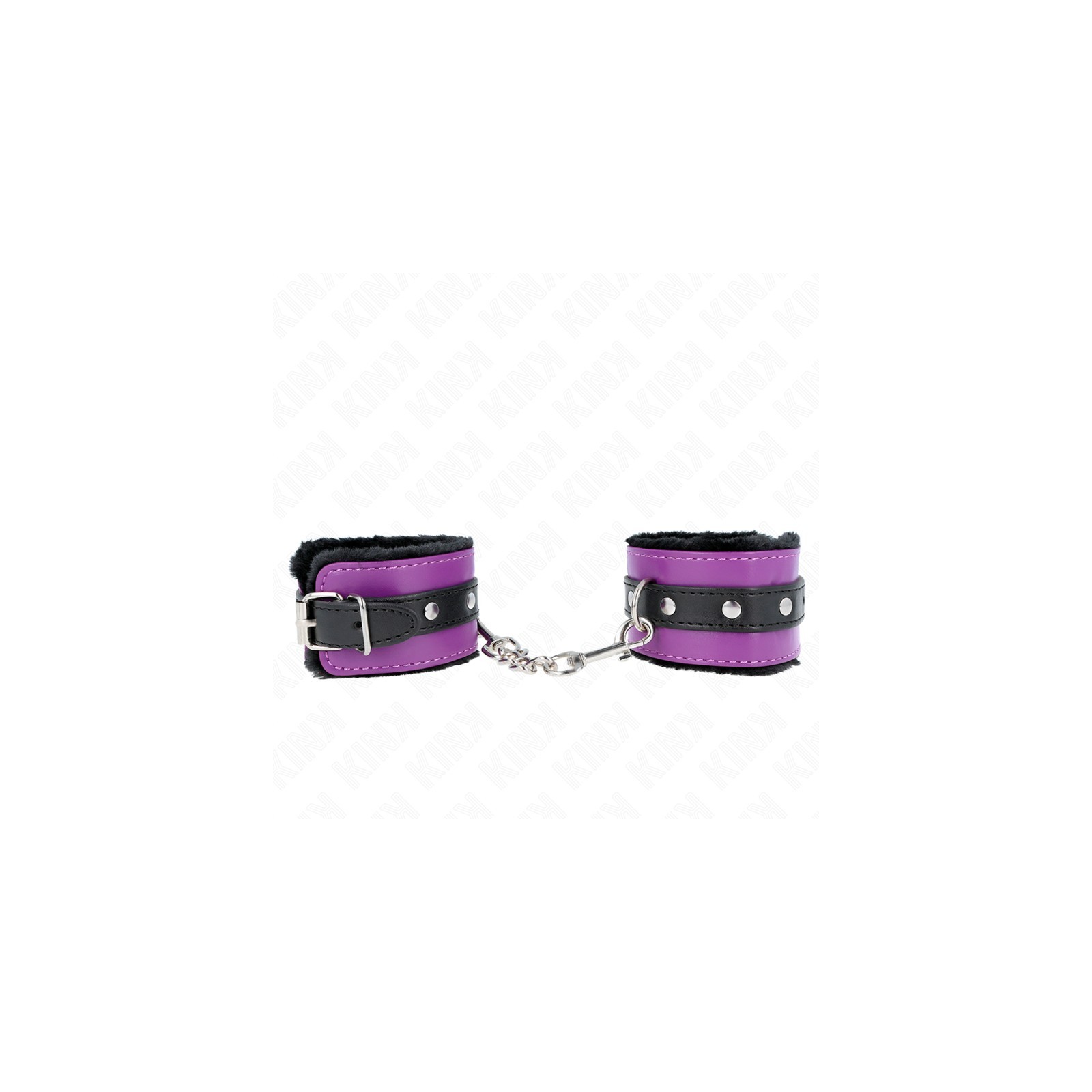 Kink Premium Padded Wrist Cuffs Black with Violet Strap