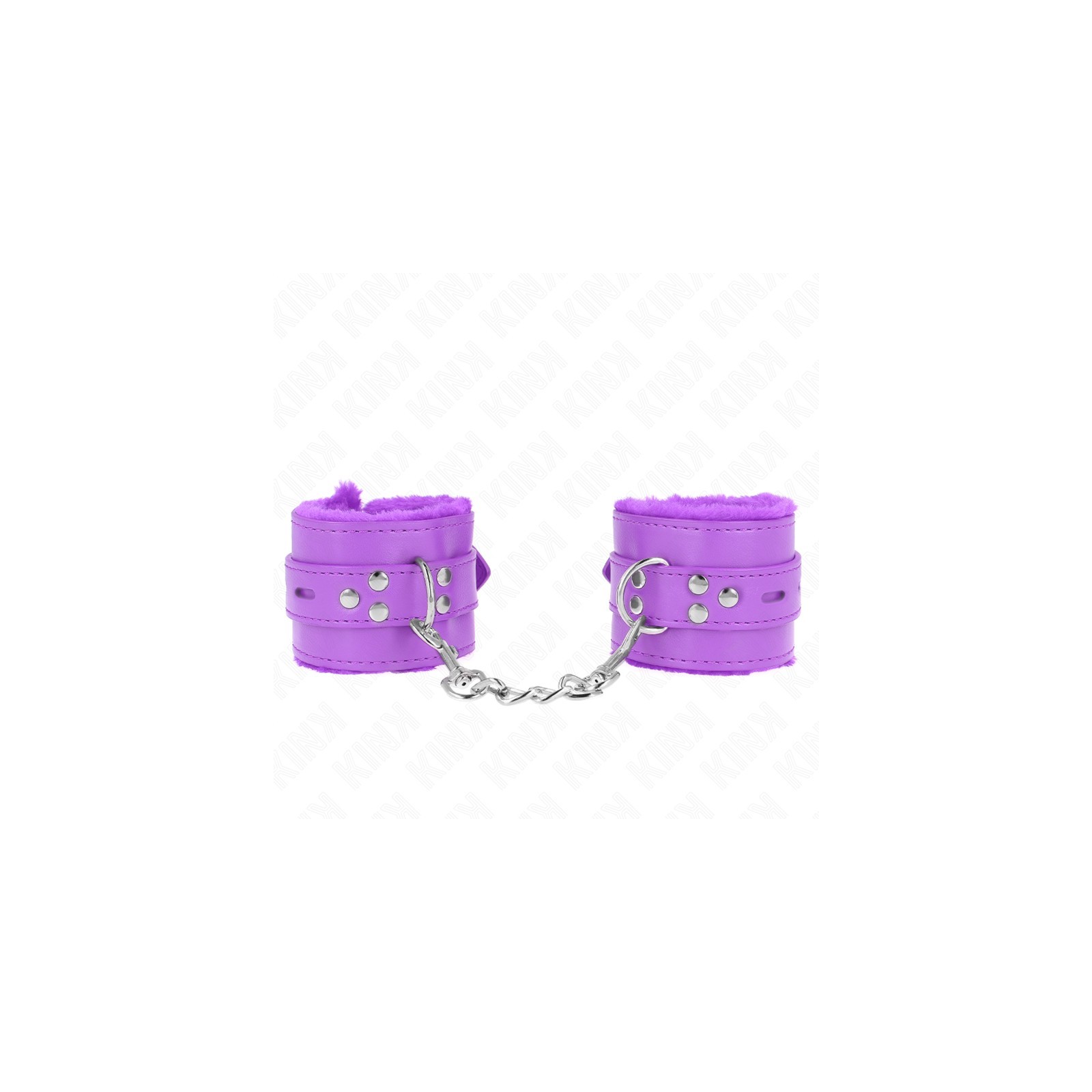 Kink Padded Wrist Cuffs with Square Holes Purple and Strap