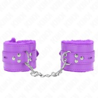 Kink Padded Wrist Cuffs with Square Holes Purple and Strap