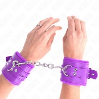 Kink Padded Wrist Cuffs with Square Holes Purple and Strap