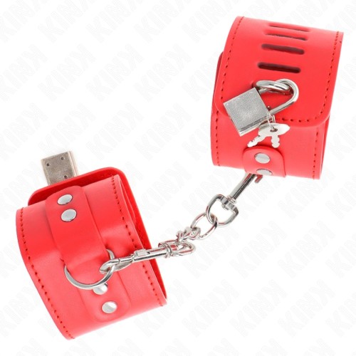 Kink Adjustable Red Locking Cuffs for BDSM