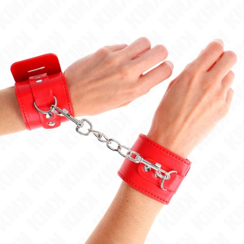 Kink Adjustable Red Locking Cuffs for BDSM