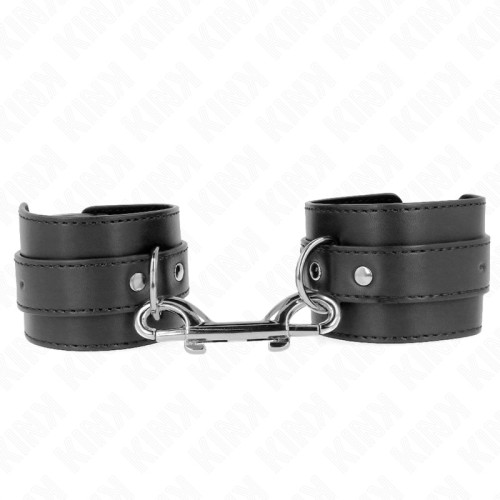 Kink Simple Wrist Cuffs with Studs and Large Buckle Black