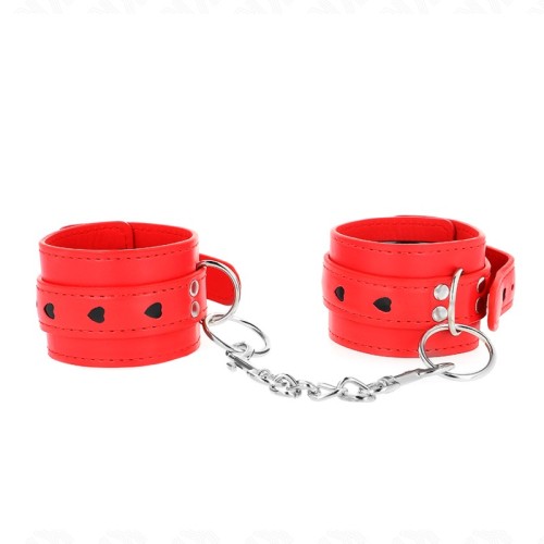 Kink Red Wrist Cuffs with Black Heart Adjustable