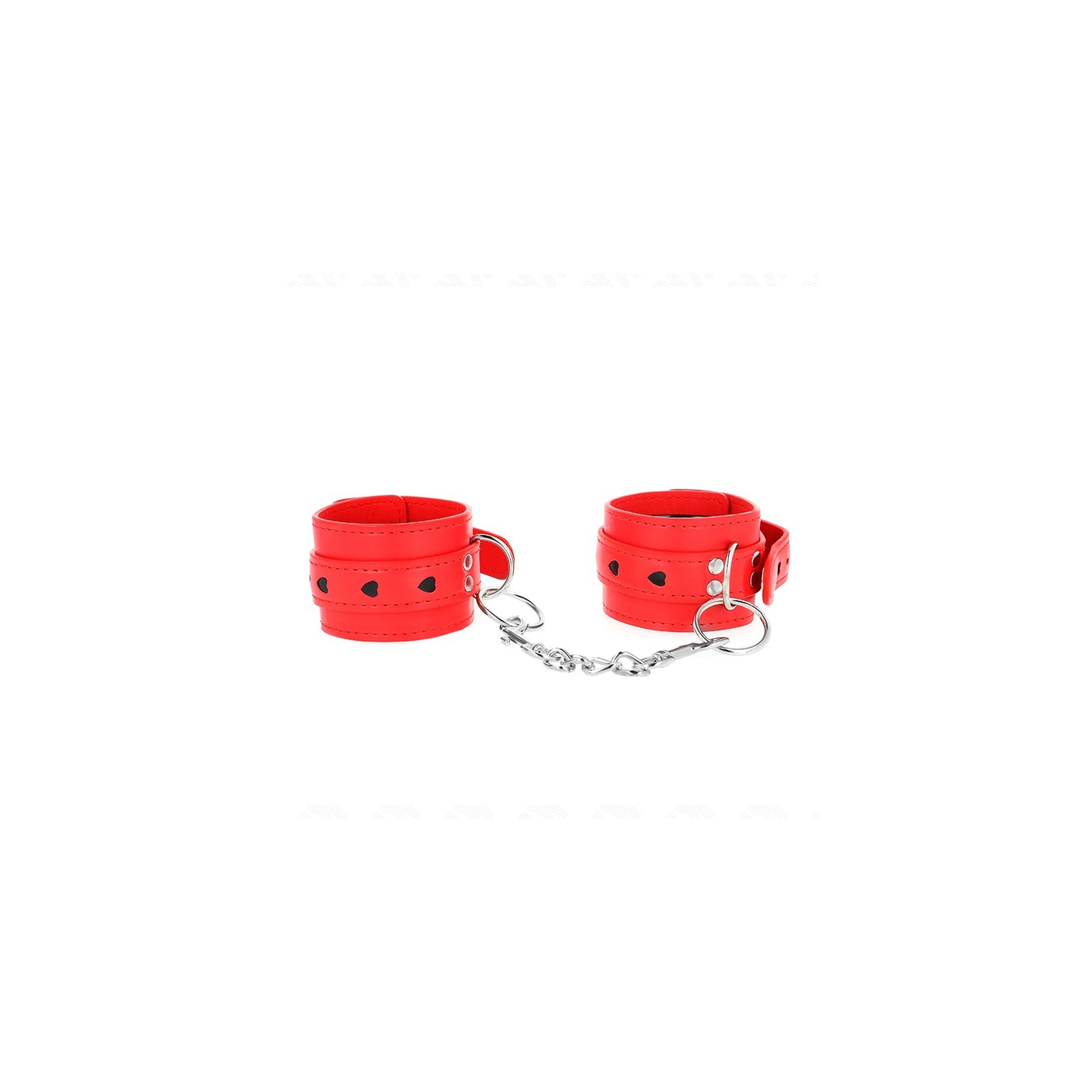 Kink Red Wrist Cuffs with Black Heart Adjustable