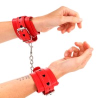 Kink Red Wrist Cuffs with Black Heart Adjustable