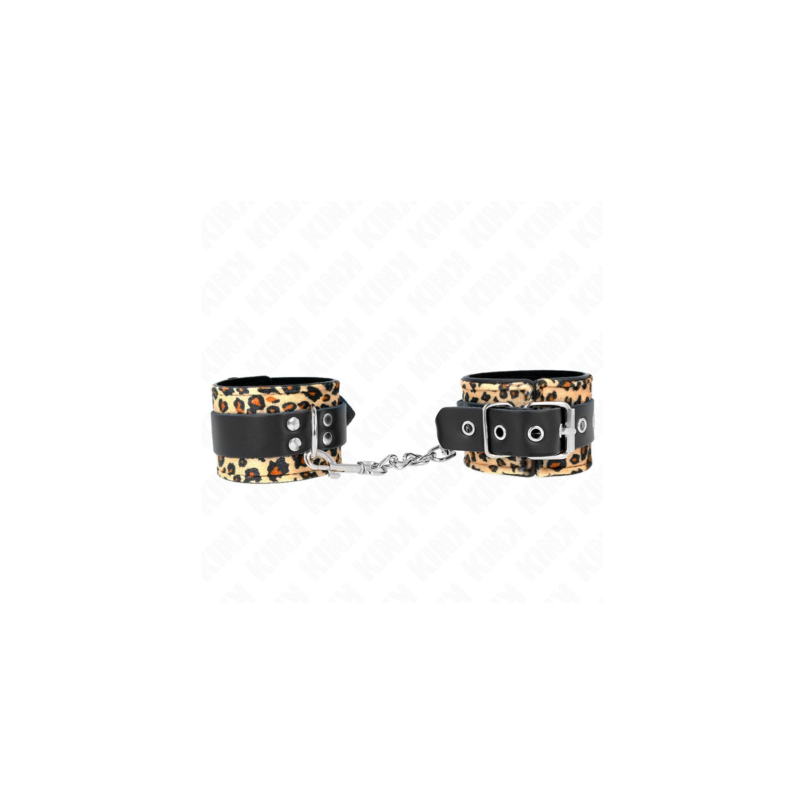 Kink Adjustable Leopard Print Leather Wrist Cuffs