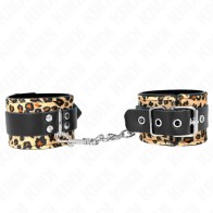 Kink Adjustable Leopard Print Leather Wrist Cuffs