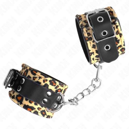 Kink Adjustable Leopard Print Leather Wrist Cuffs