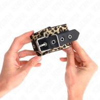 Kink Adjustable Leopard Print Leather Wrist Cuffs