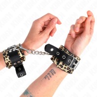 Kink Adjustable Leopard Print Leather Wrist Cuffs