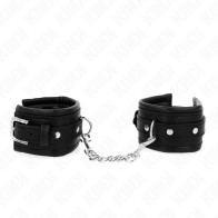 Kink Adjustable Black Wrist Cuffs with Rhinestone Buckle