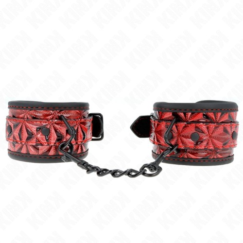 Kink - Adjustable Dark Red Diamond Pattern Wrist Cuffs