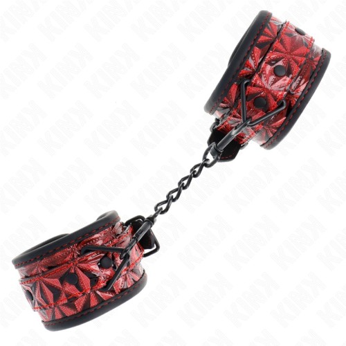 Kink - Adjustable Dark Red Diamond Pattern Wrist Cuffs