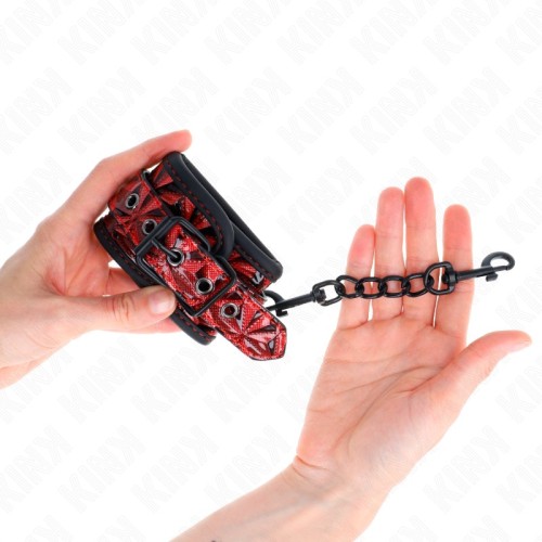 Kink - Adjustable Dark Red Diamond Pattern Wrist Cuffs