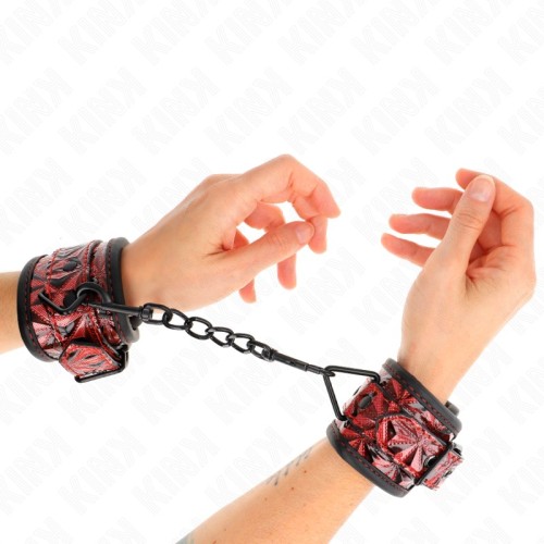 Kink - Adjustable Dark Red Diamond Pattern Wrist Cuffs