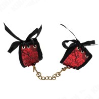 Kink - Red and Black Cuffs with Bow 24.5 cm X 6.5 cm