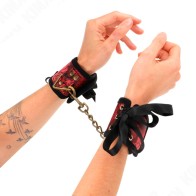 Kink - Red and Black Cuffs with Bow 24.5 cm X 6.5 cm