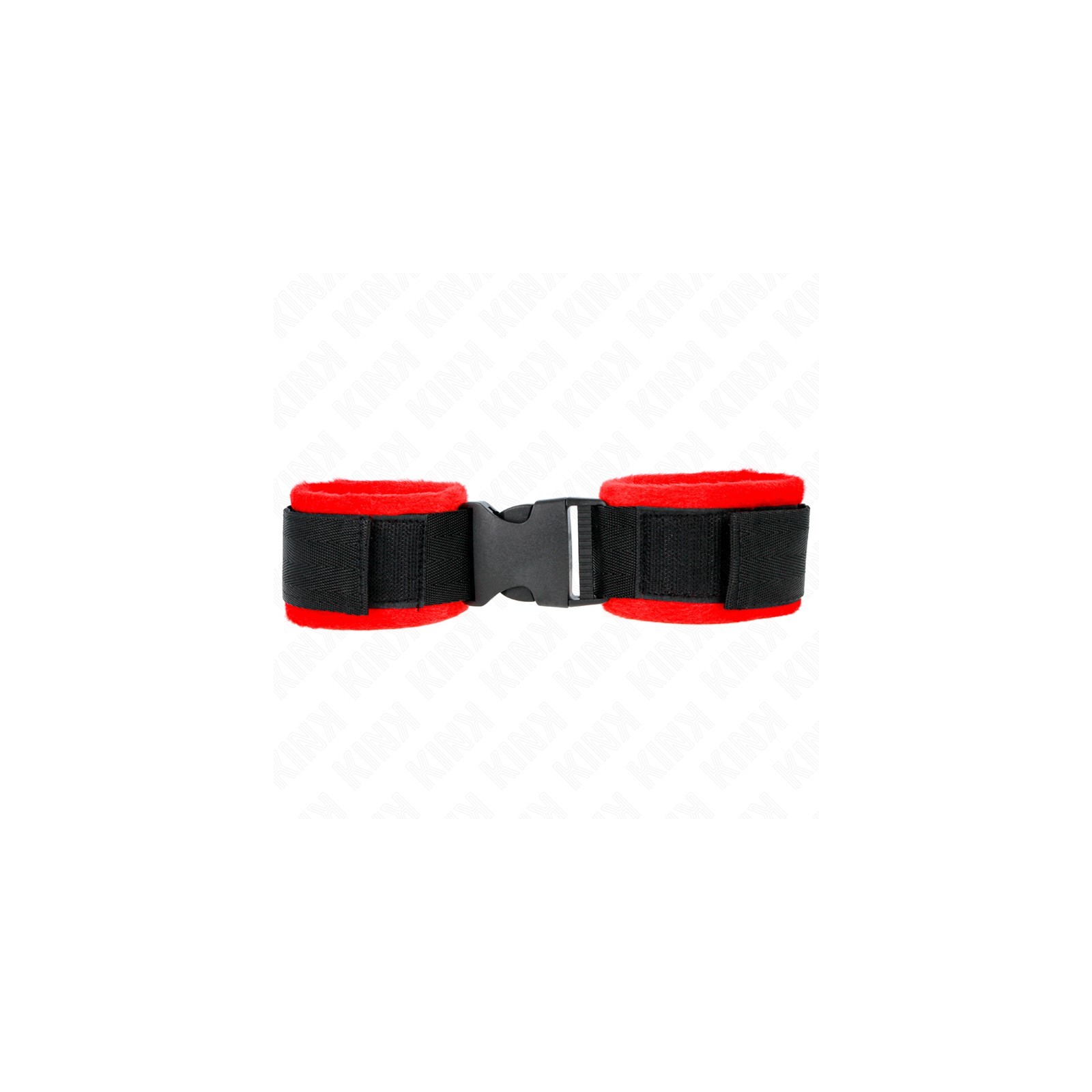 Kink Nylon Wrist Cuffs Red-Black Model Adjustable for BDSM