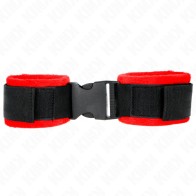 Kink Nylon Wrist Cuffs Red-Black Model Adjustable for BDSM