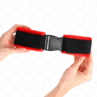 Kink Nylon Wrist Cuffs Red-Black Model Adjustable for BDSM