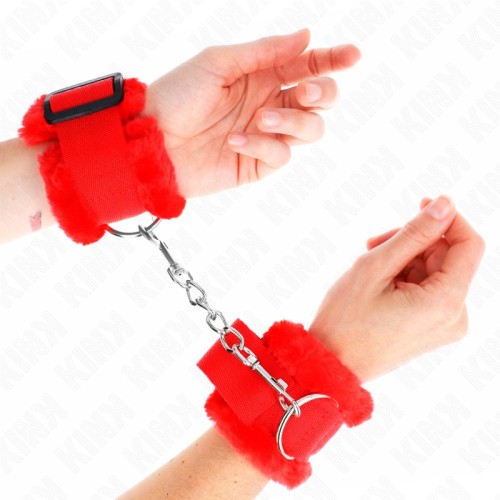 Kink Adjustable Red Cuffed Wrist Restraints - 17-31 cm x 7 cm