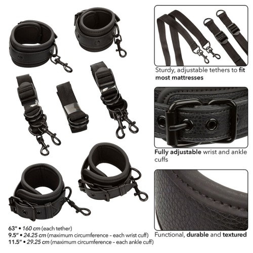 Nocturnal Bed Restraints Leather Adjustable Black