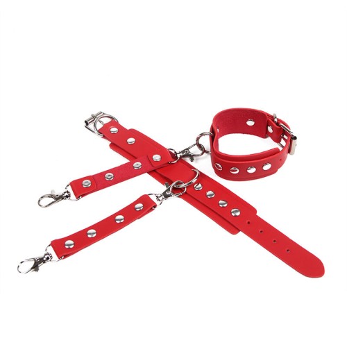 Sublime - Bondage Cuffs with Belt in Red - Unique Size