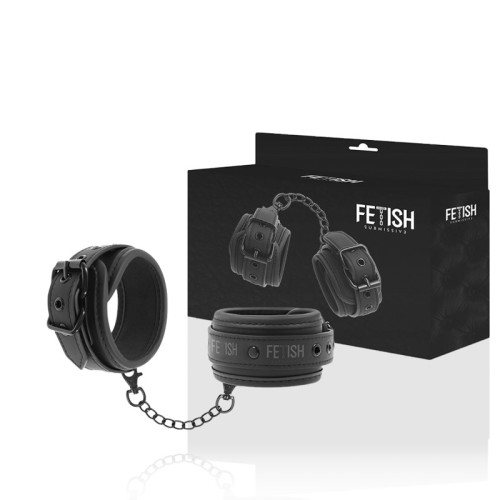 Fetish Submissive Vegan Leather Handcuffs with Neoprene Lining