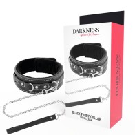 Darkness - Collar de Cuero con Correa