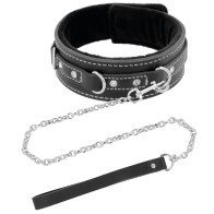 Darkness Leather Collar with Leash