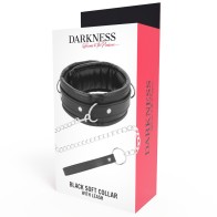 Darkness Soft Leather Collar with Chain for BDSM Play