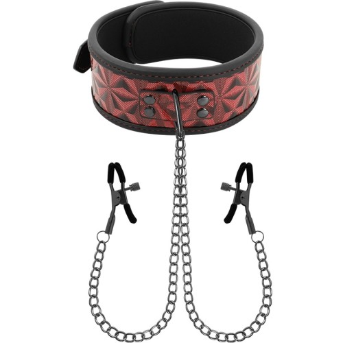 Begme Red Edition Collar with Chains and Nipple Clamps