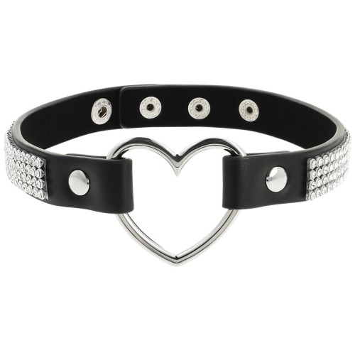 Coquette Chic Desire Vegan Leather Choker Heart