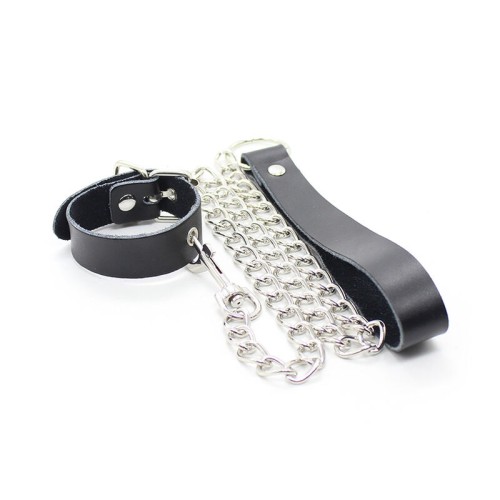 Leather Penis Collar and Strap Chain - Fetish Gear